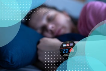 An image of a person sleeping wearing a sensor-based digital health technologies (DHTs)
