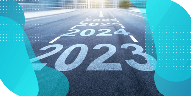 A road displaying the years 2023 and onward, representing perspectives on the present and future of clinical development.