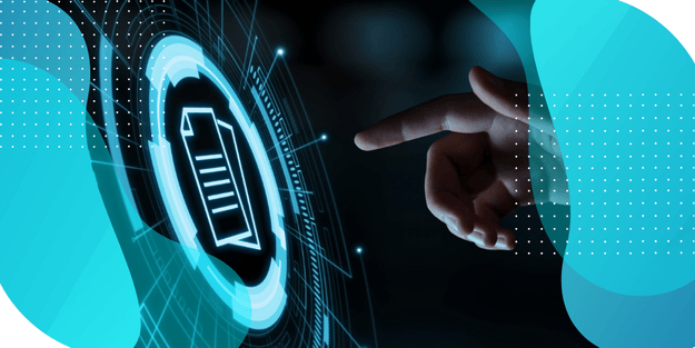 A hand pointing towards a digital icon of a document, symbolizing the building blocks of efficient investigational medicinal product (IMP) supply and distribution strategies.