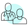 Icon of a doctor and patient